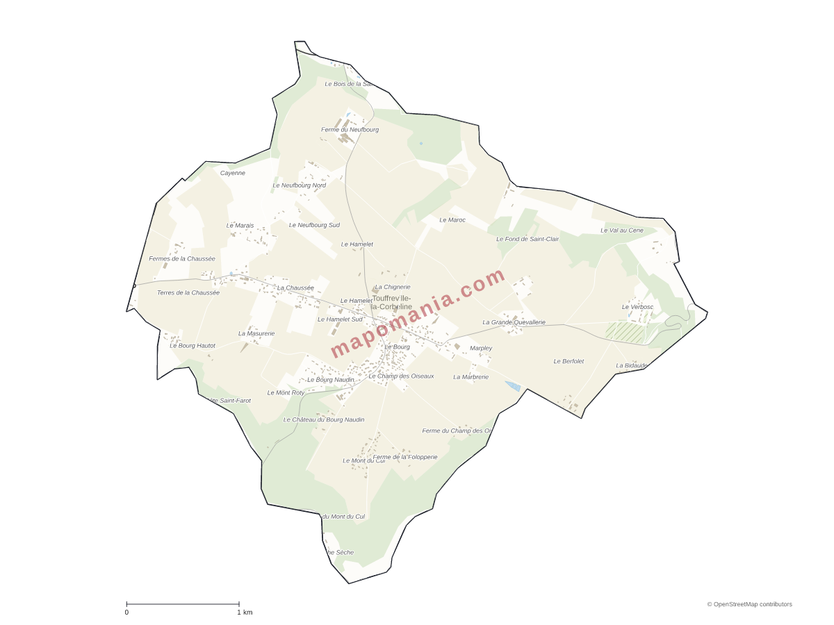Carte de Touffreville-la-Corbeline à personnaliser