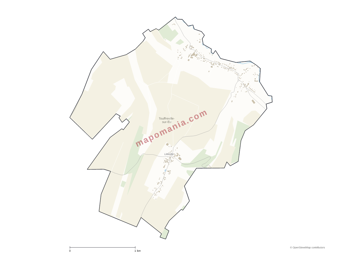Carte de Touffreville-sur-Eu à personnaliser