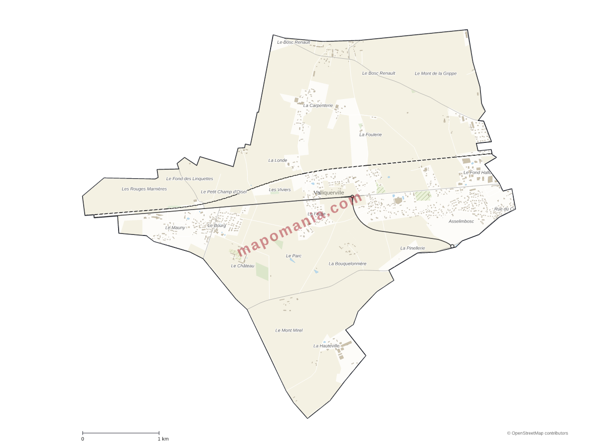 Carte de Valliquerville à personnaliser