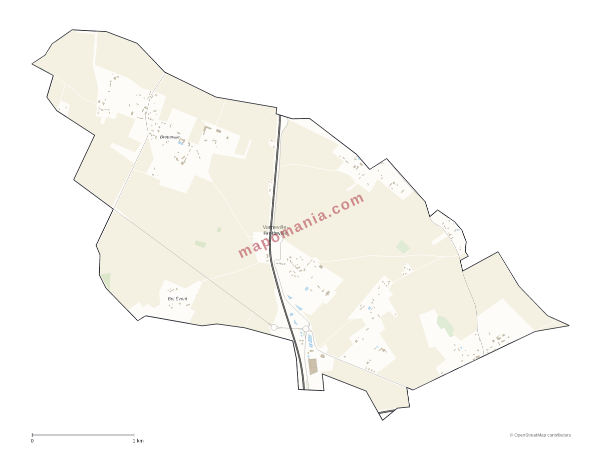 Carte de Varneville-Bretteville à personnaliser