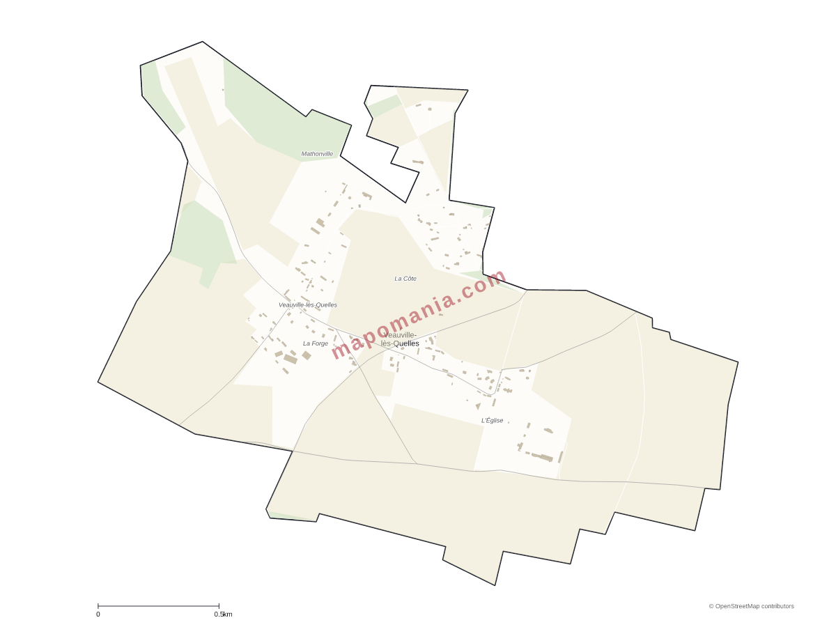 Carte de Veauville-lès-Quelles à personnaliser
