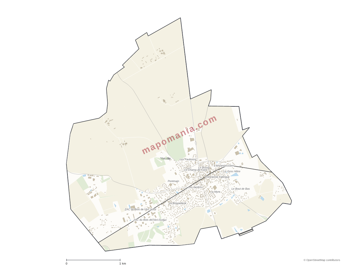 Carte de Yerville à personnaliser