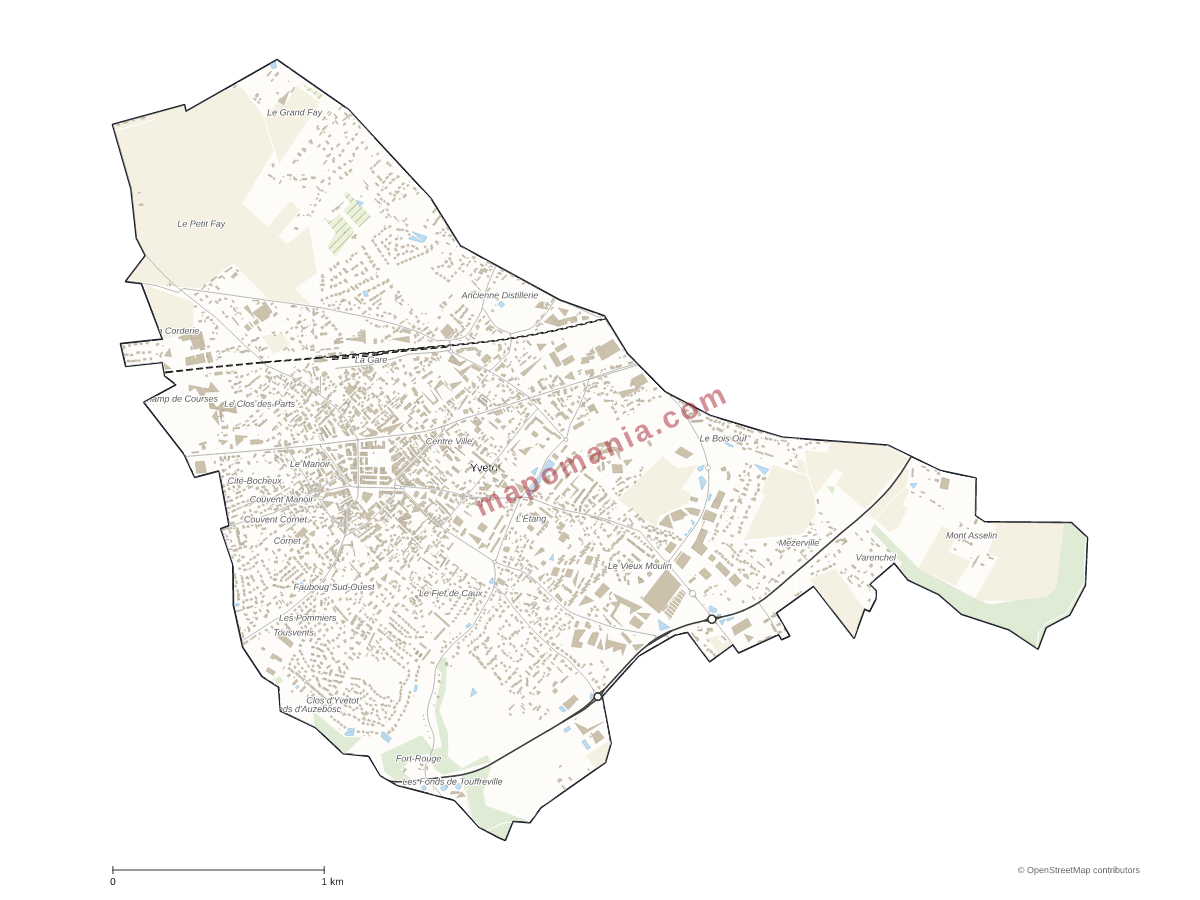 Carte de Yvetot à personnaliser