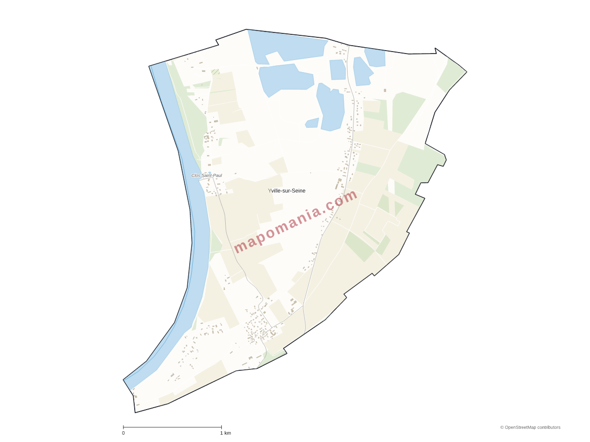 Carte de Yville-sur-Seine à personnaliser