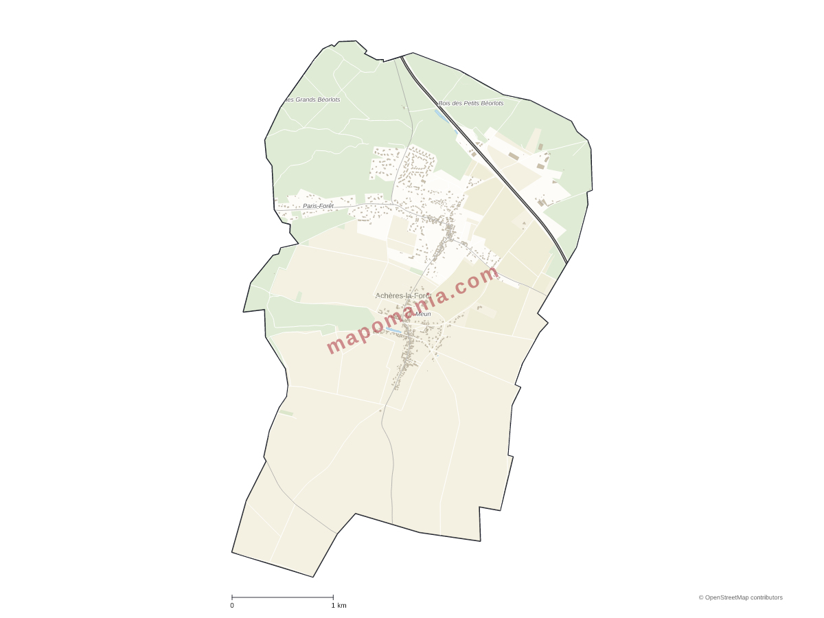 Carte de Achères-la-Forêt à personnaliser