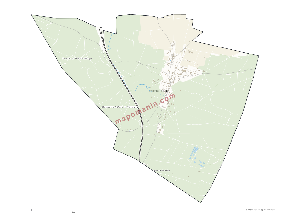 Carte de Arbonne-la-Forêt à personnaliser