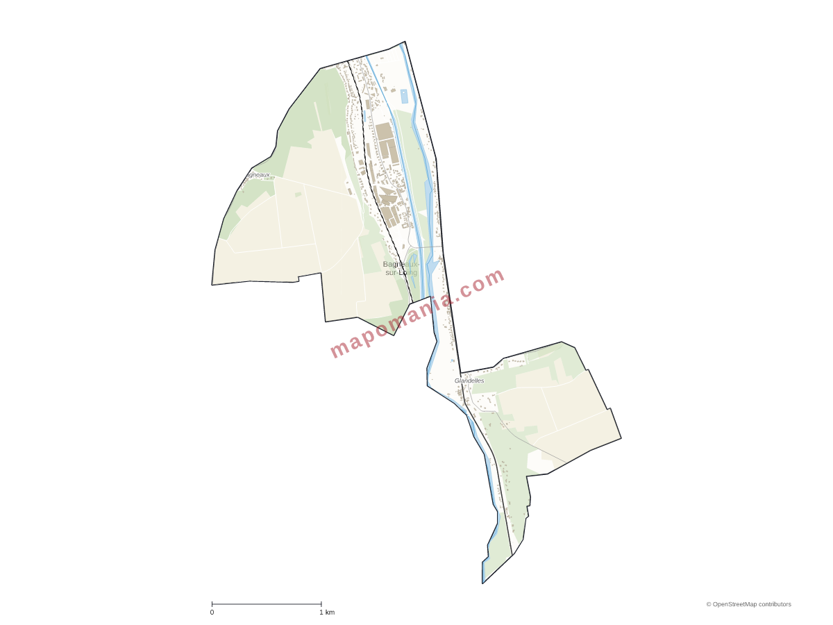 Carte de Bagneaux-sur-Loing à personnaliser