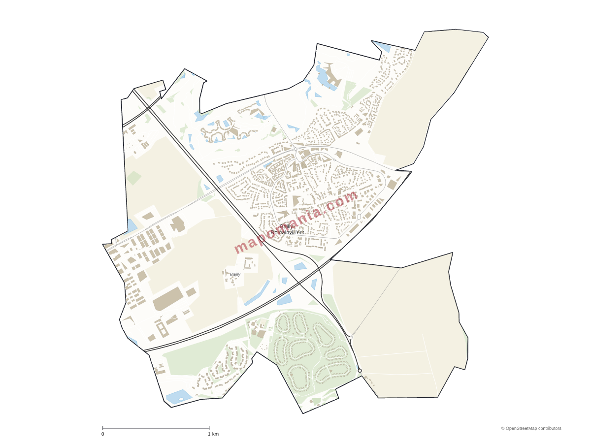 Carte de Bailly-Romainvilliers à personnaliser
