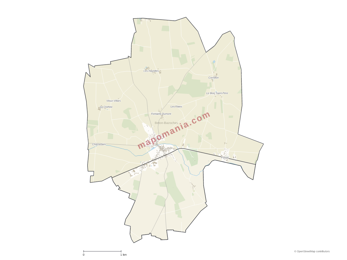 Carte de Beton-Bazoches à personnaliser
