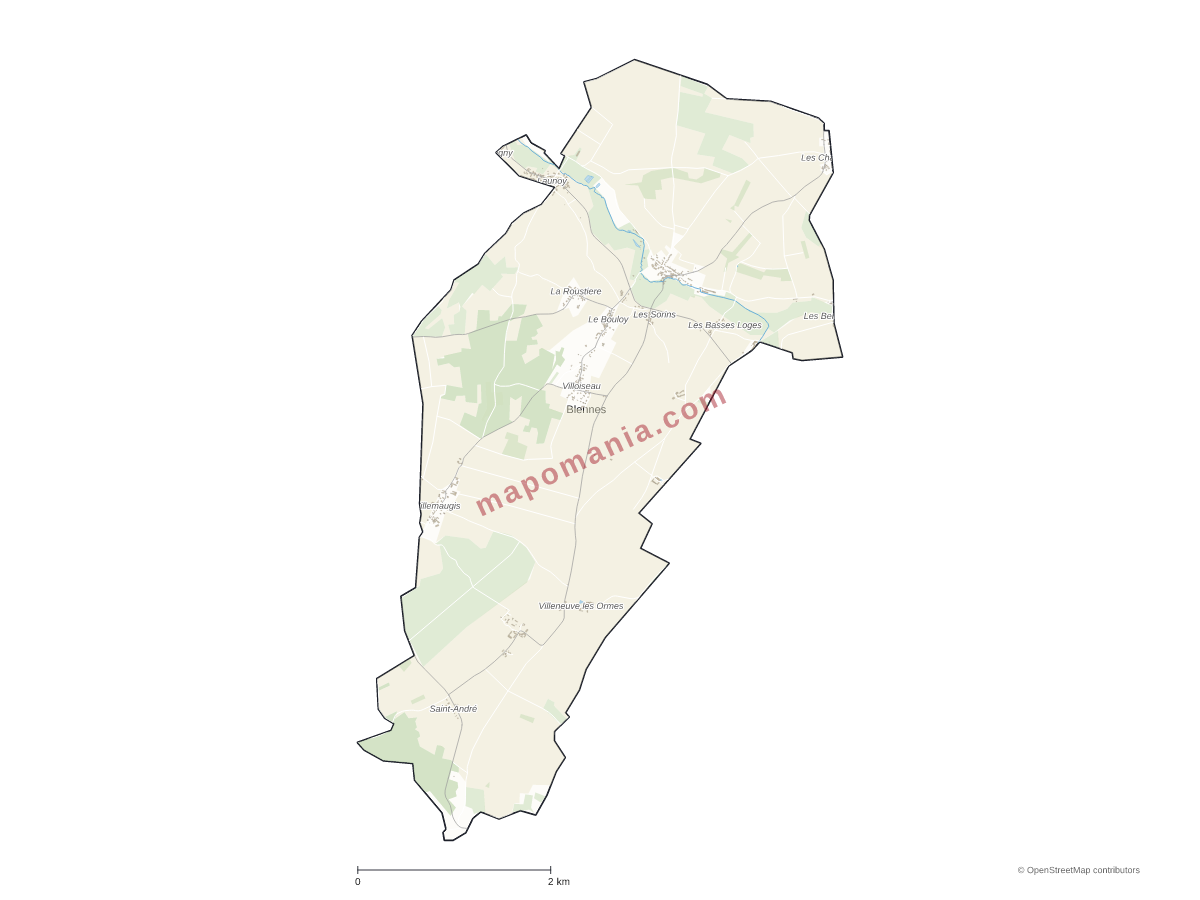 Carte de Blennes à personnaliser