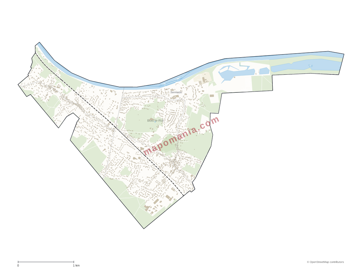 Carte de Bois-le-Roi à personnaliser