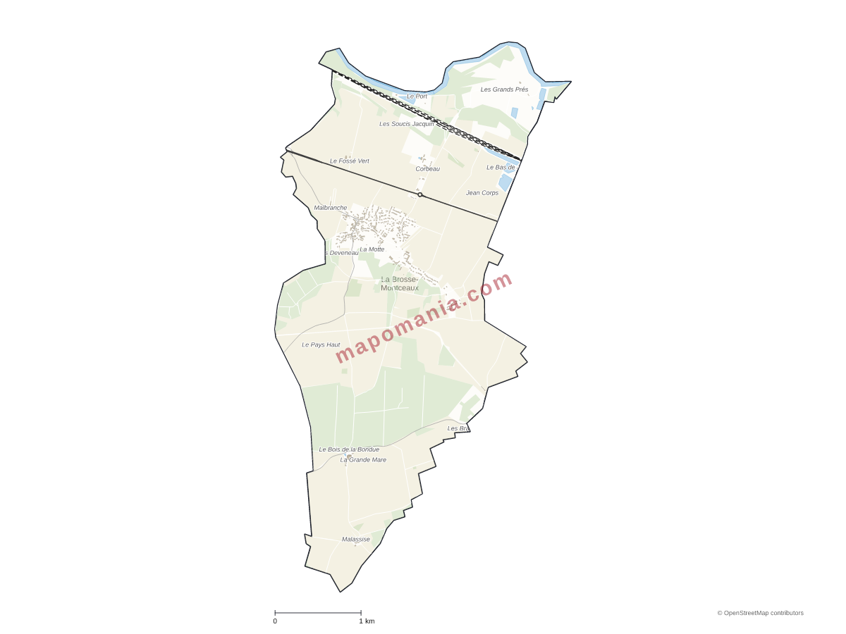Carte de La Brosse-Montceaux à personnaliser