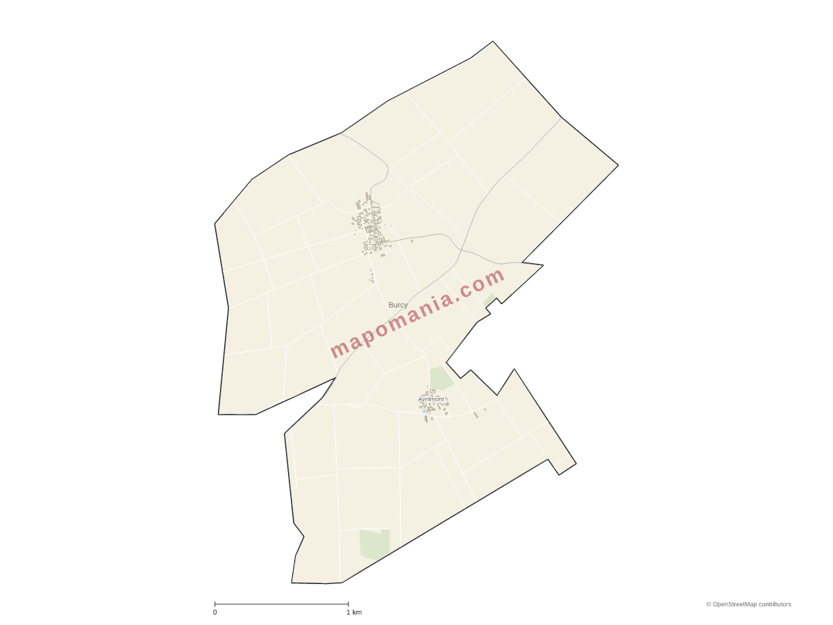 Carte de Burcy à personnaliser