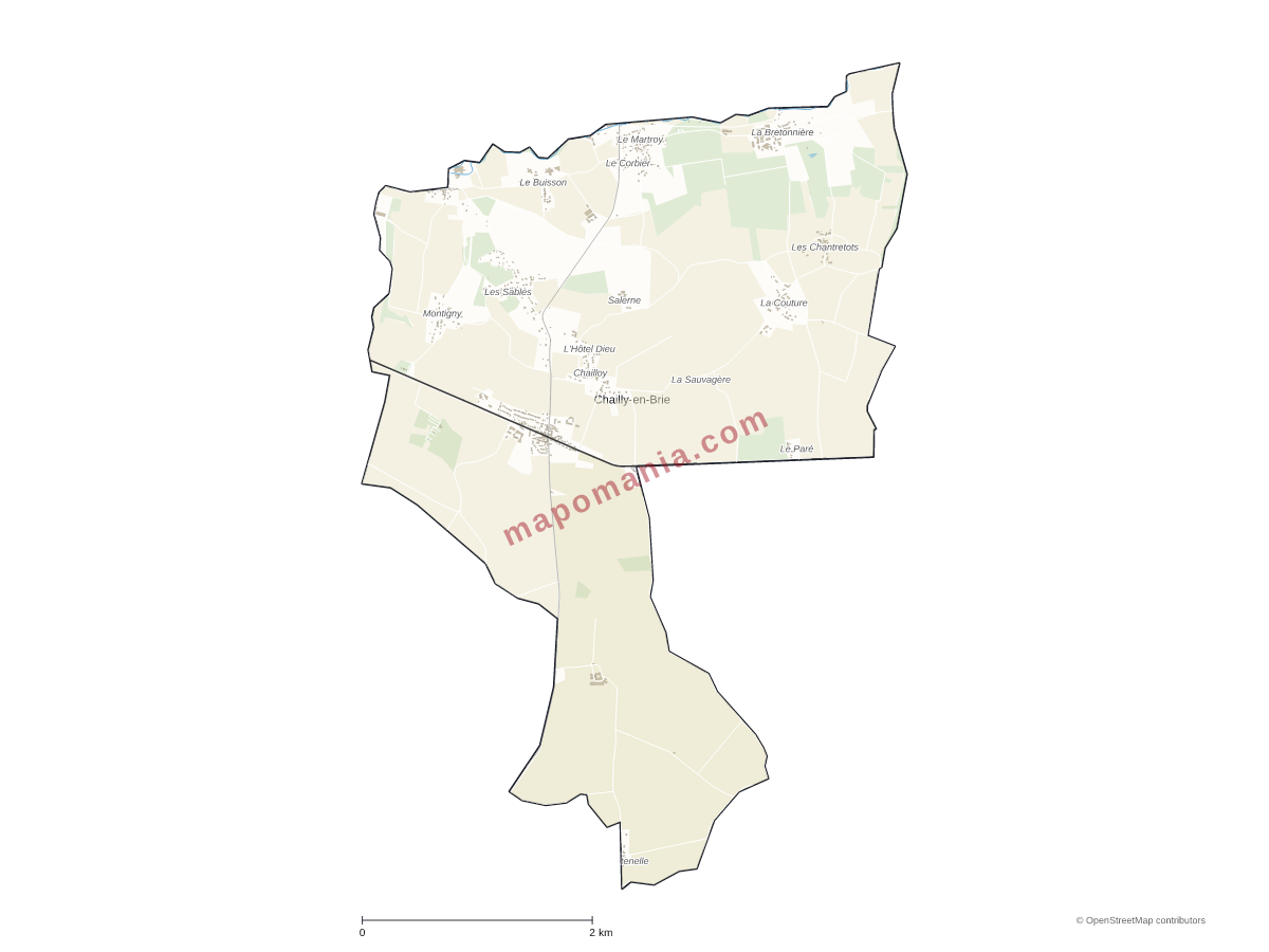 Carte de Chailly-en-Brie à personnaliser