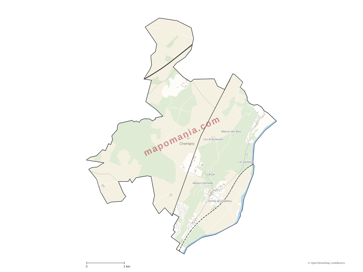 Carte de Chamigny à personnaliser