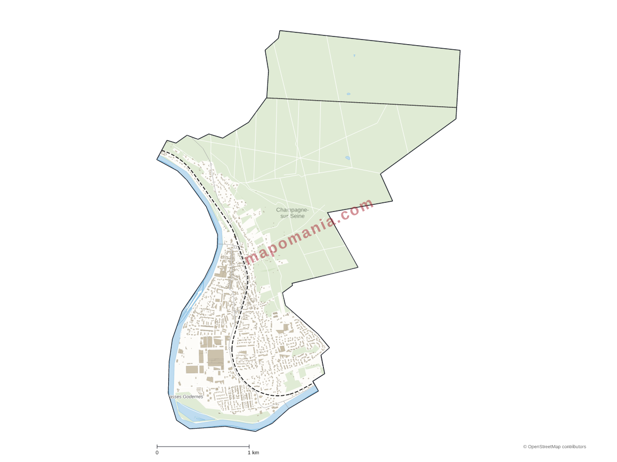 Carte de Champagne-sur-Seine à personnaliser