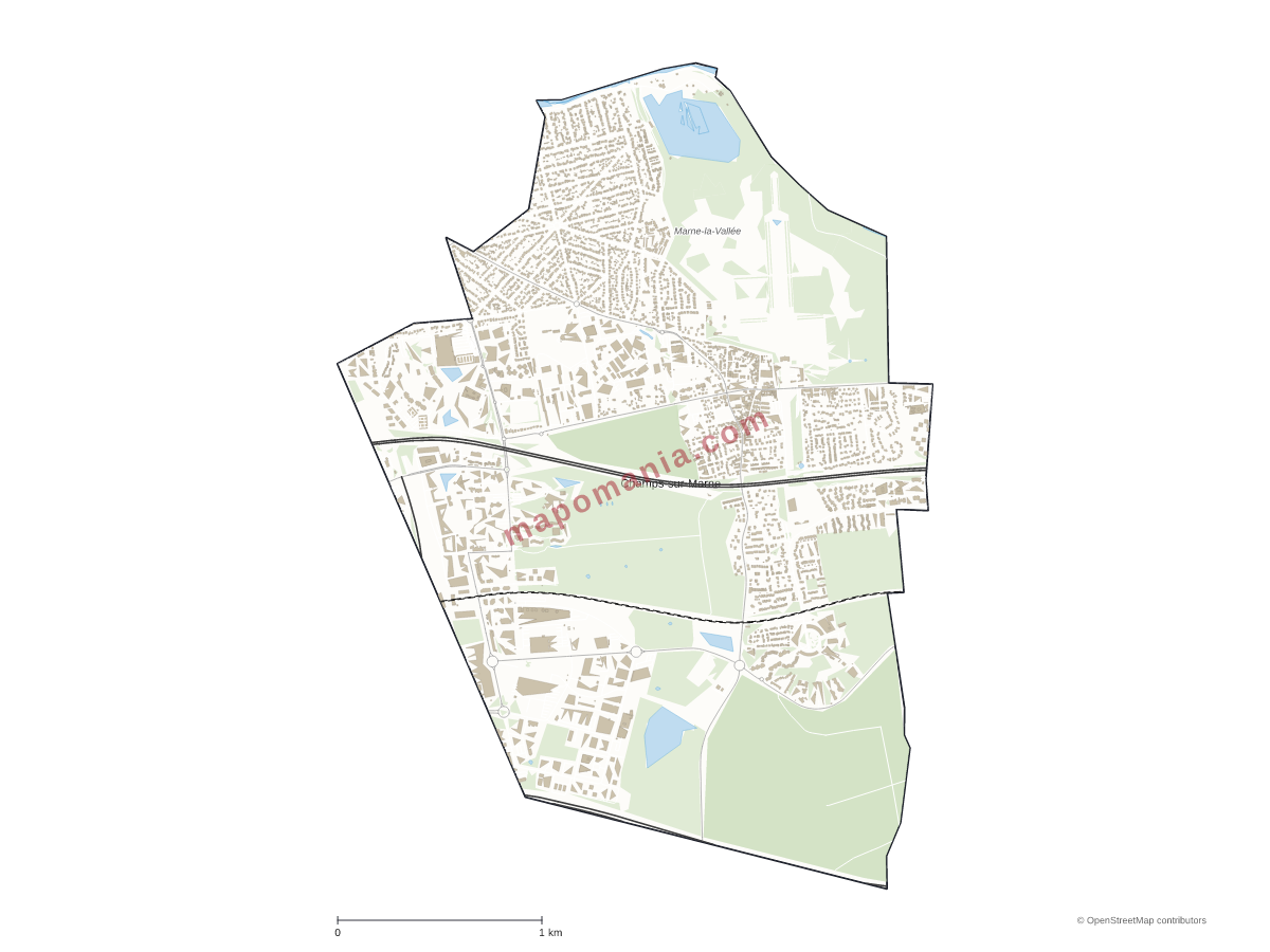 Carte de Champs-sur-Marne à personnaliser