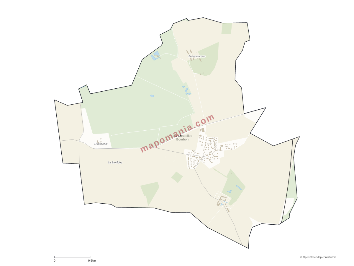 Carte de Les Chapelles-Bourbon à personnaliser