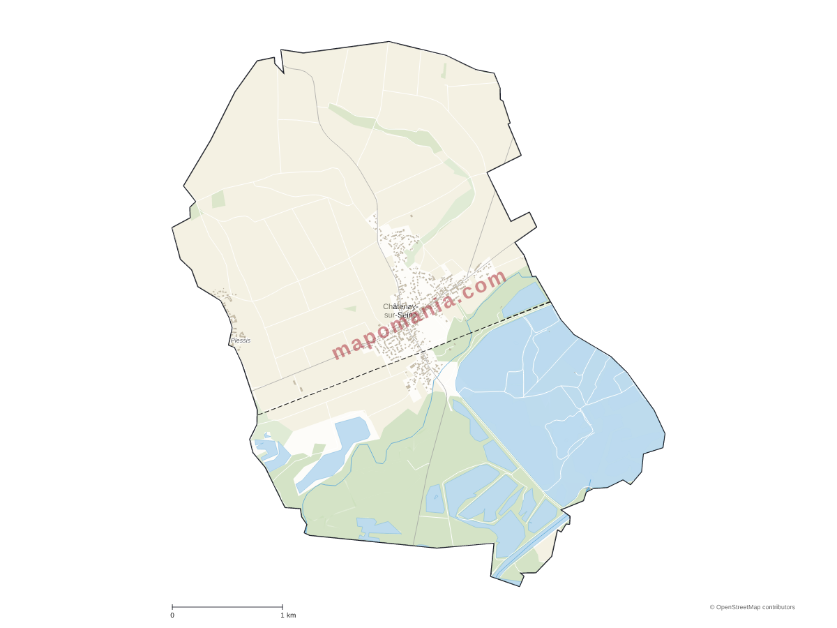 Carte de Châtenay-sur-Seine à personnaliser