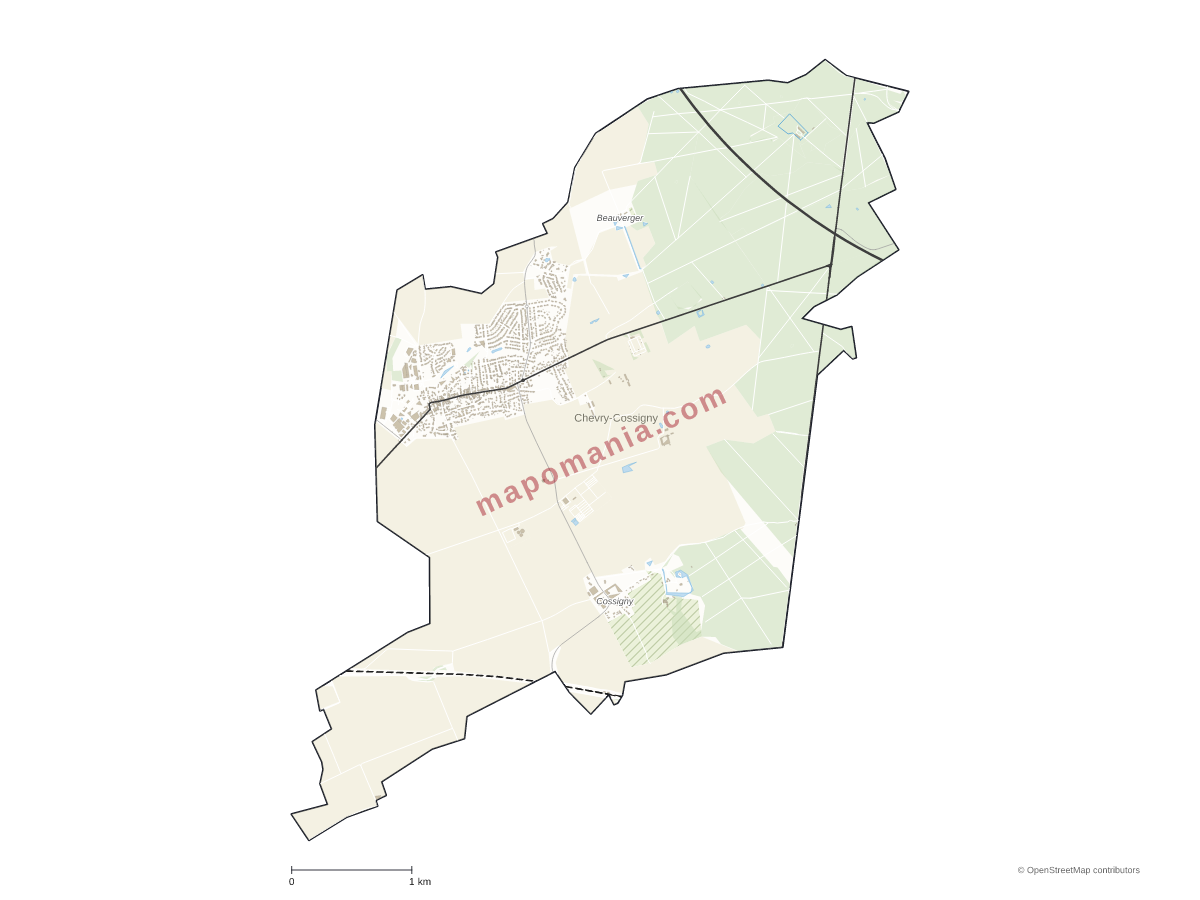 Carte de Chevry-Cossigny à personnaliser