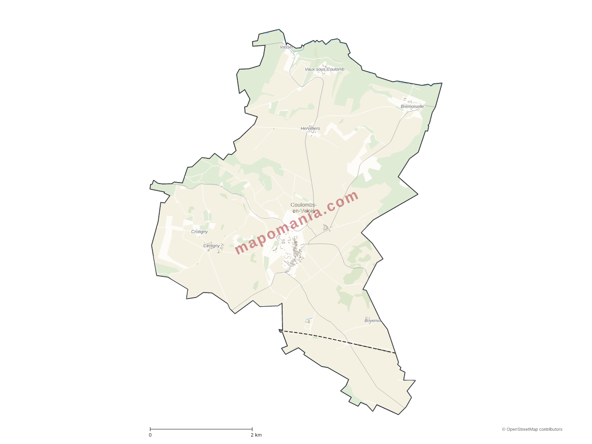 Carte de Coulombs-en-Valois à personnaliser
