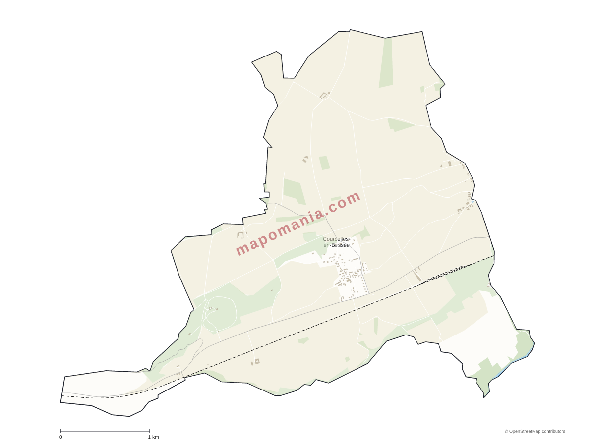 Carte de Courcelles-en-Bassée à personnaliser