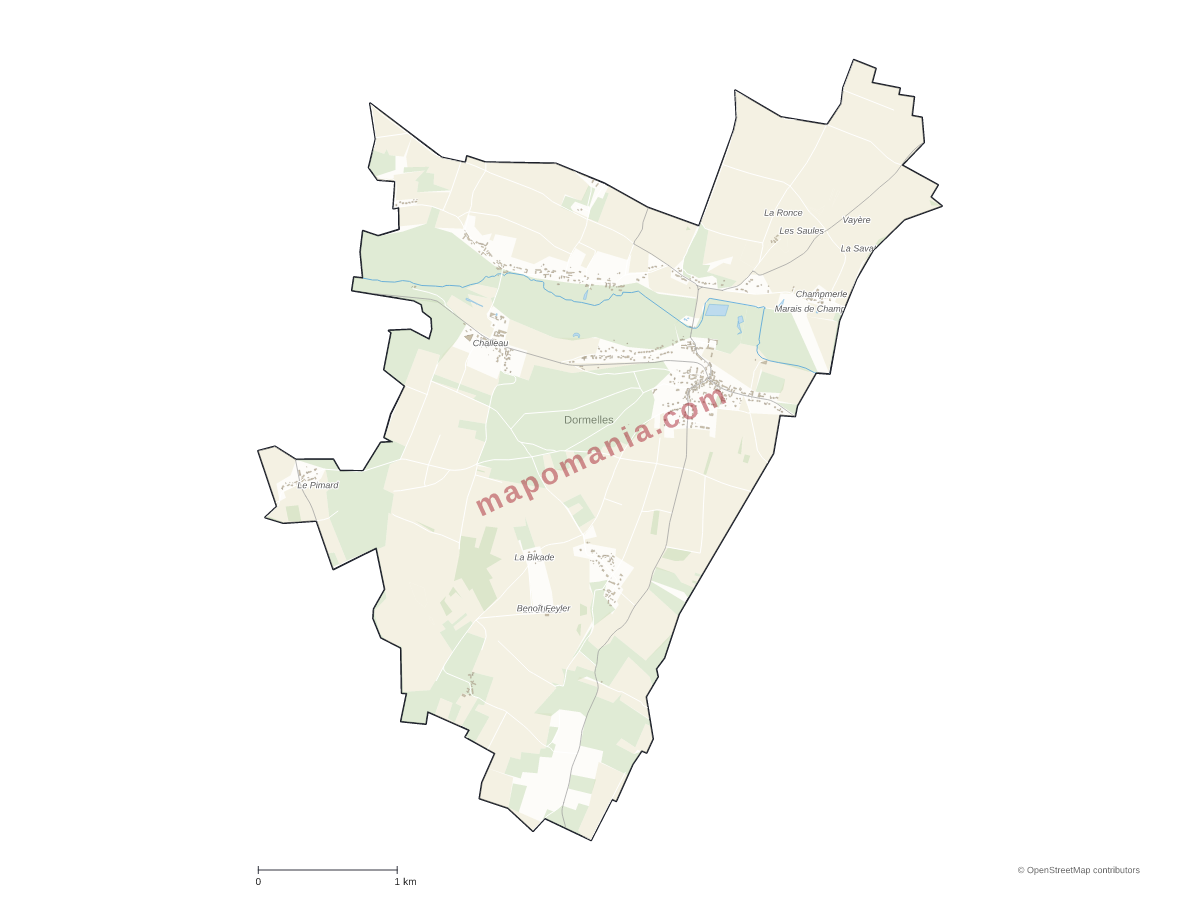 Carte de Dormelles à personnaliser