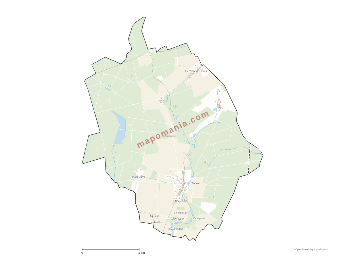 Carte de Favières à personnaliser