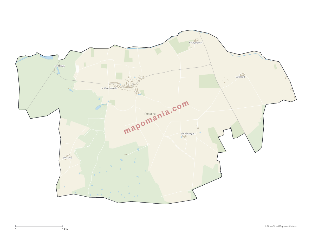 Carte de Fontains à personnaliser