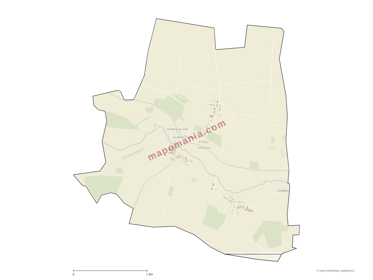 Carte de Frétoy à personnaliser