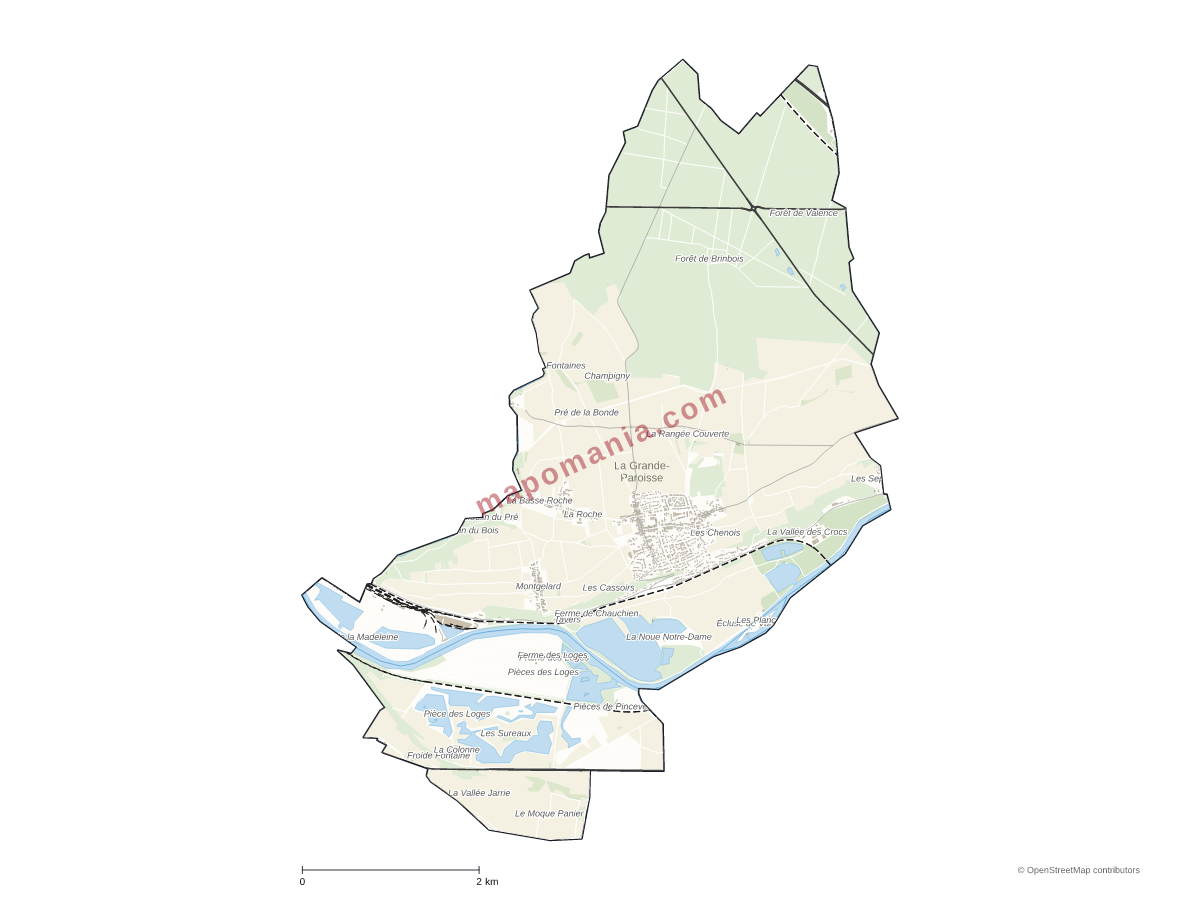 Carte de La Grande-Paroisse à personnaliser