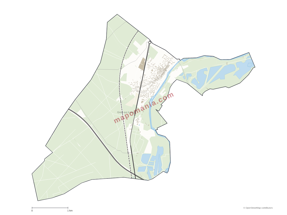 Carte de Grez-sur-Loing à personnaliser