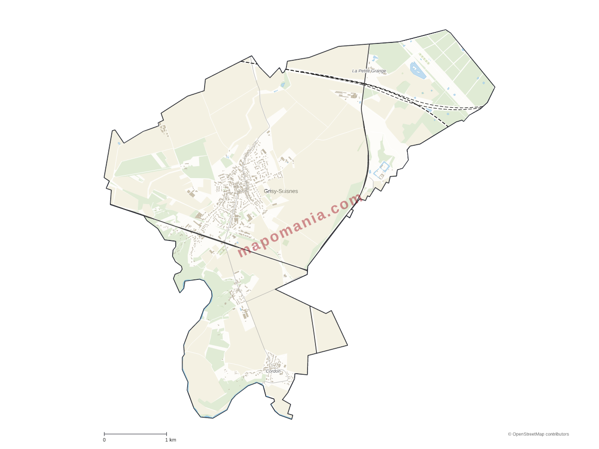 Carte de Grisy-Suisnes à personnaliser