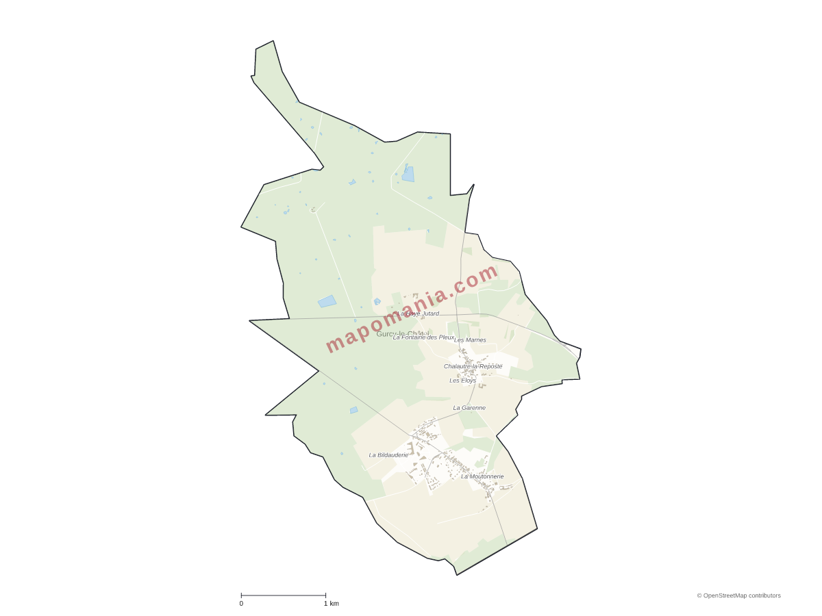 Carte de Gurcy-le-Châtel à personnaliser