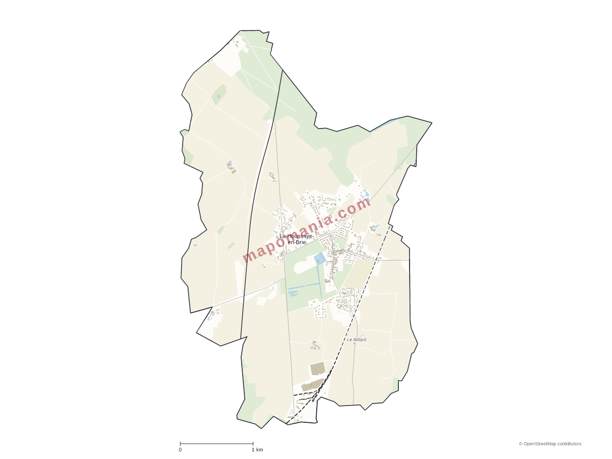 Carte de La Houssaye-en-Brie à personnaliser