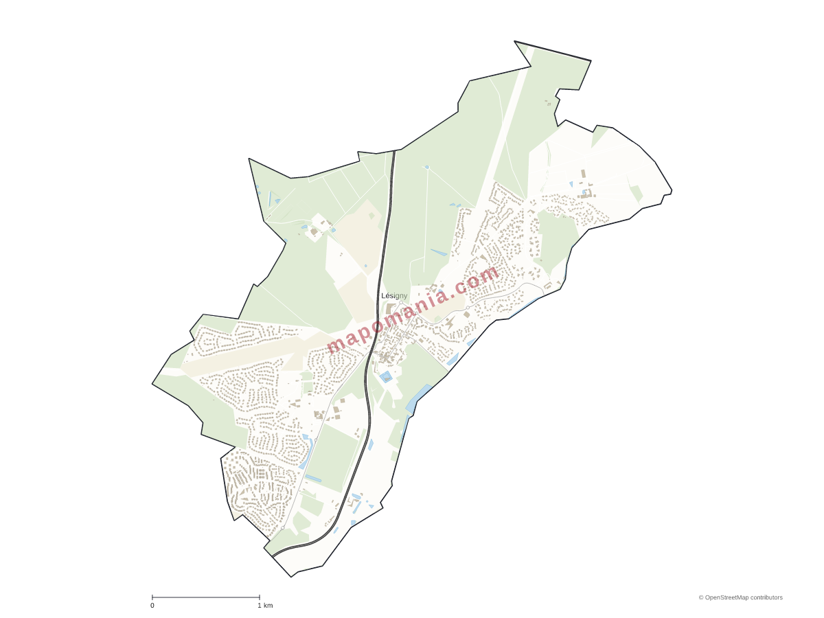 Carte de Lésigny à personnaliser