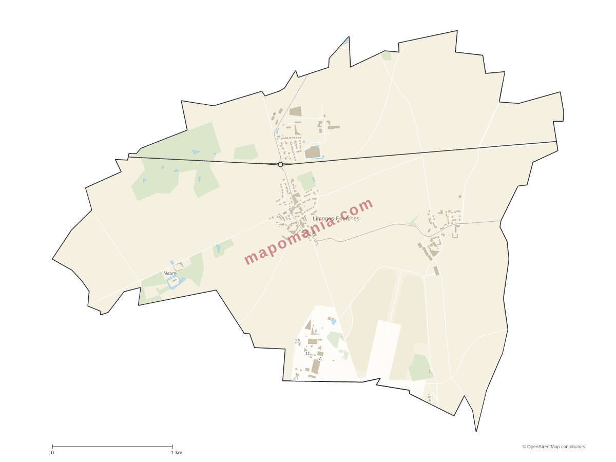 Carte de Limoges-Fourches à personnaliser