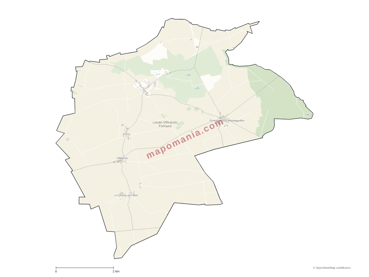 Carte de Louan-Villegruis-Fontaine à personnaliser