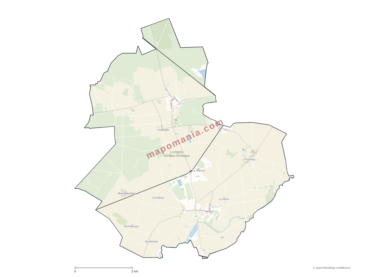 Carte de Lumigny-Nesles-Ormeaux à personnaliser