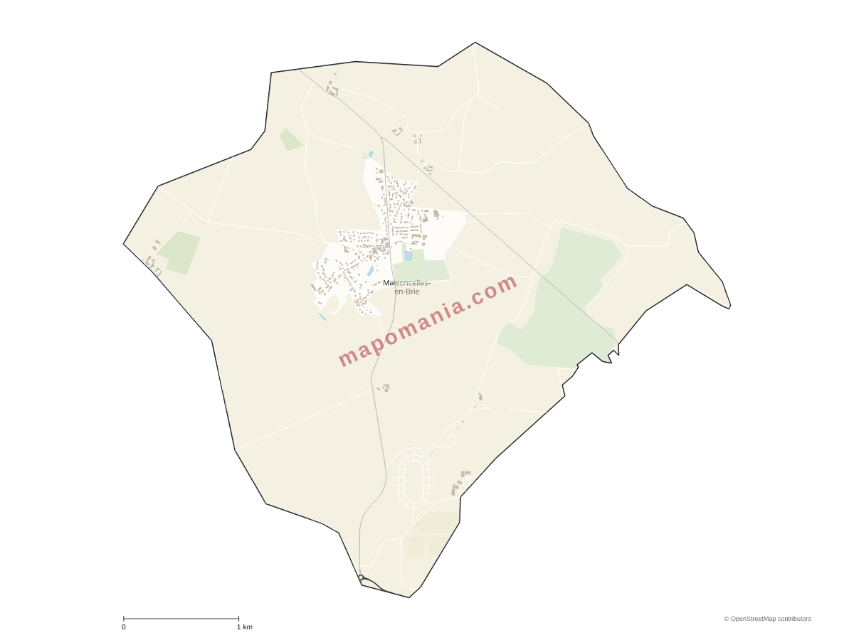 Carte de Maisoncelles-en-Brie à personnaliser