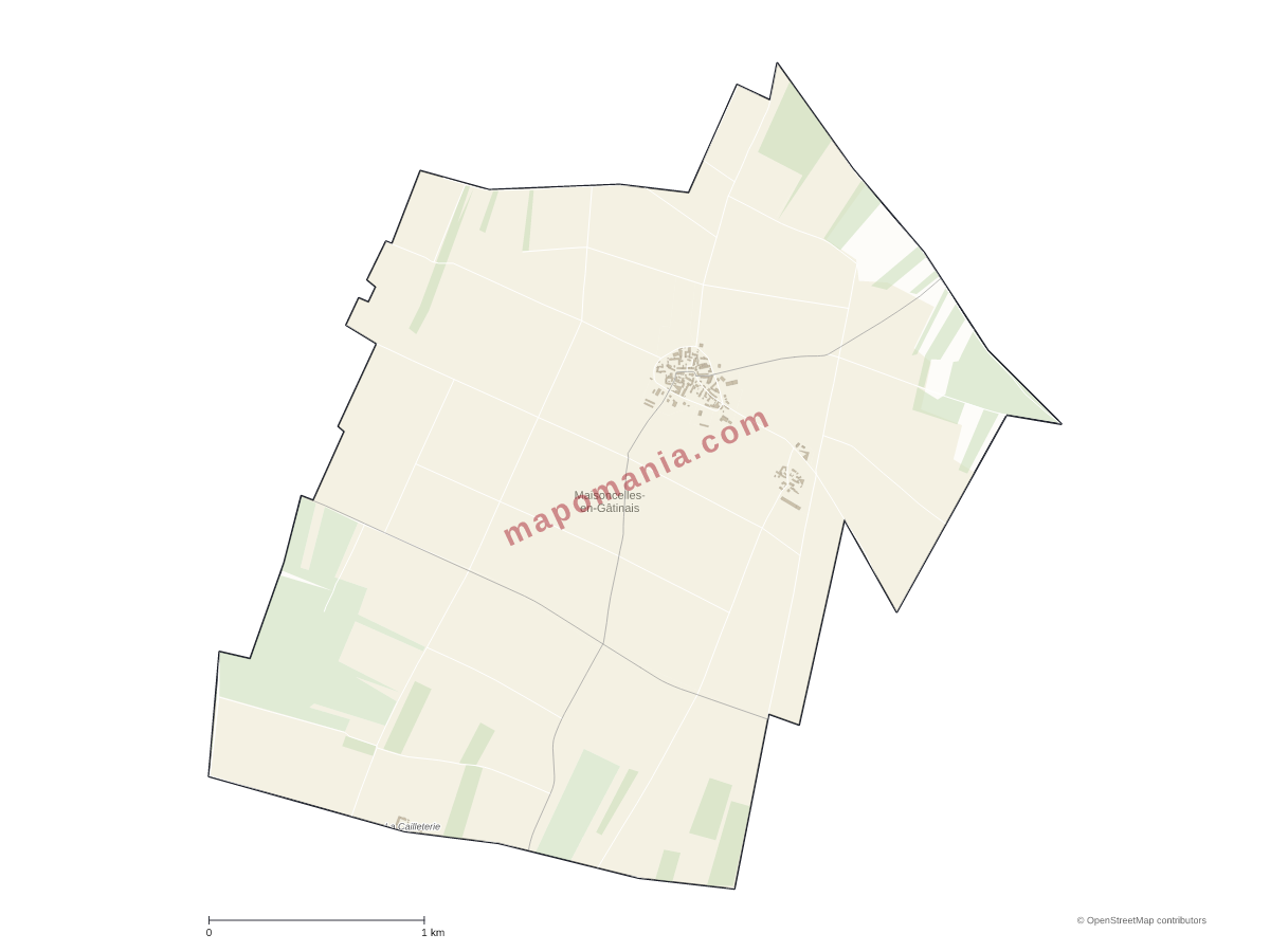 Carte de Maisoncelles-en-Gâtinais à personnaliser