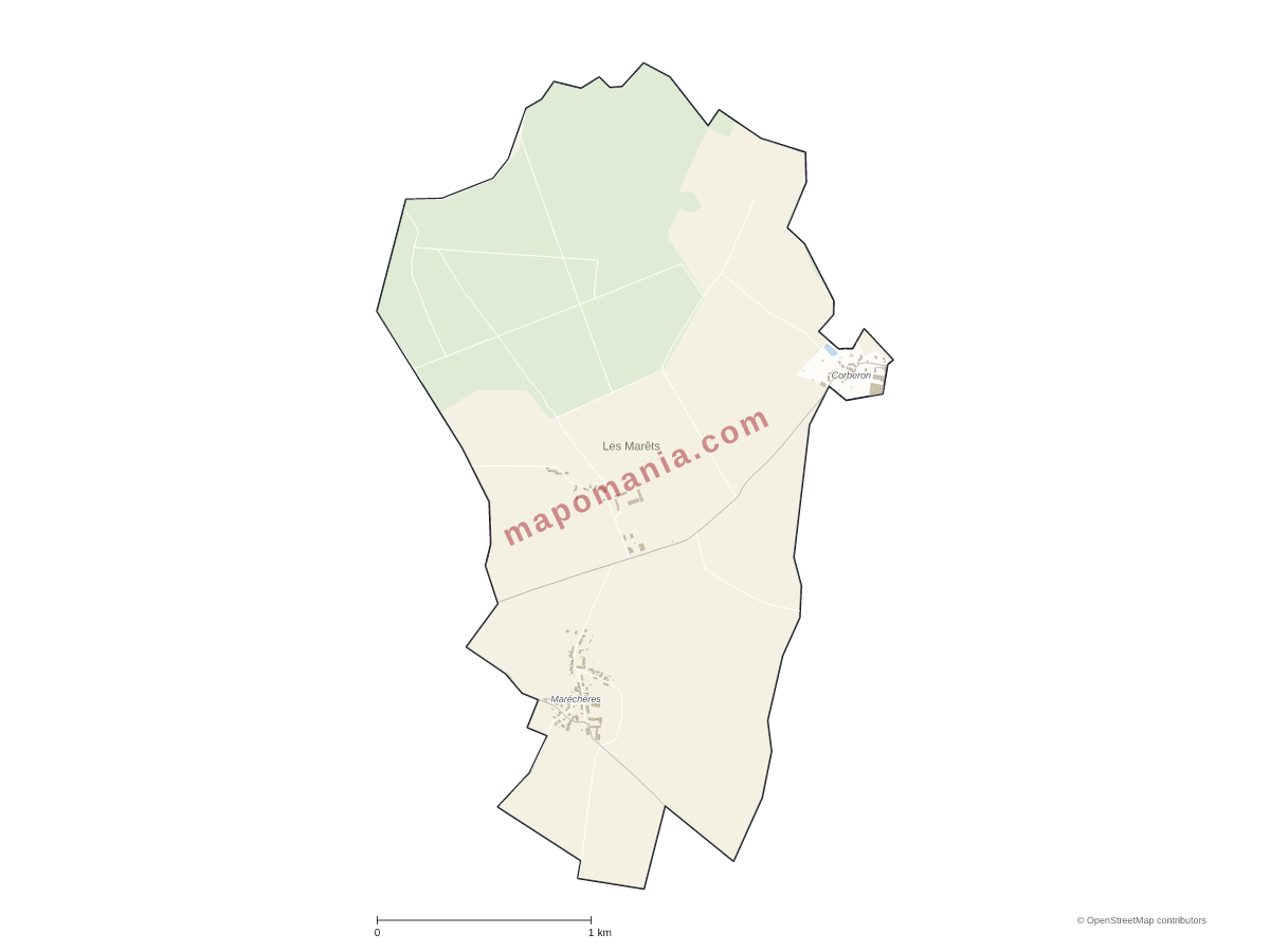 Carte de Les Marêts à personnaliser