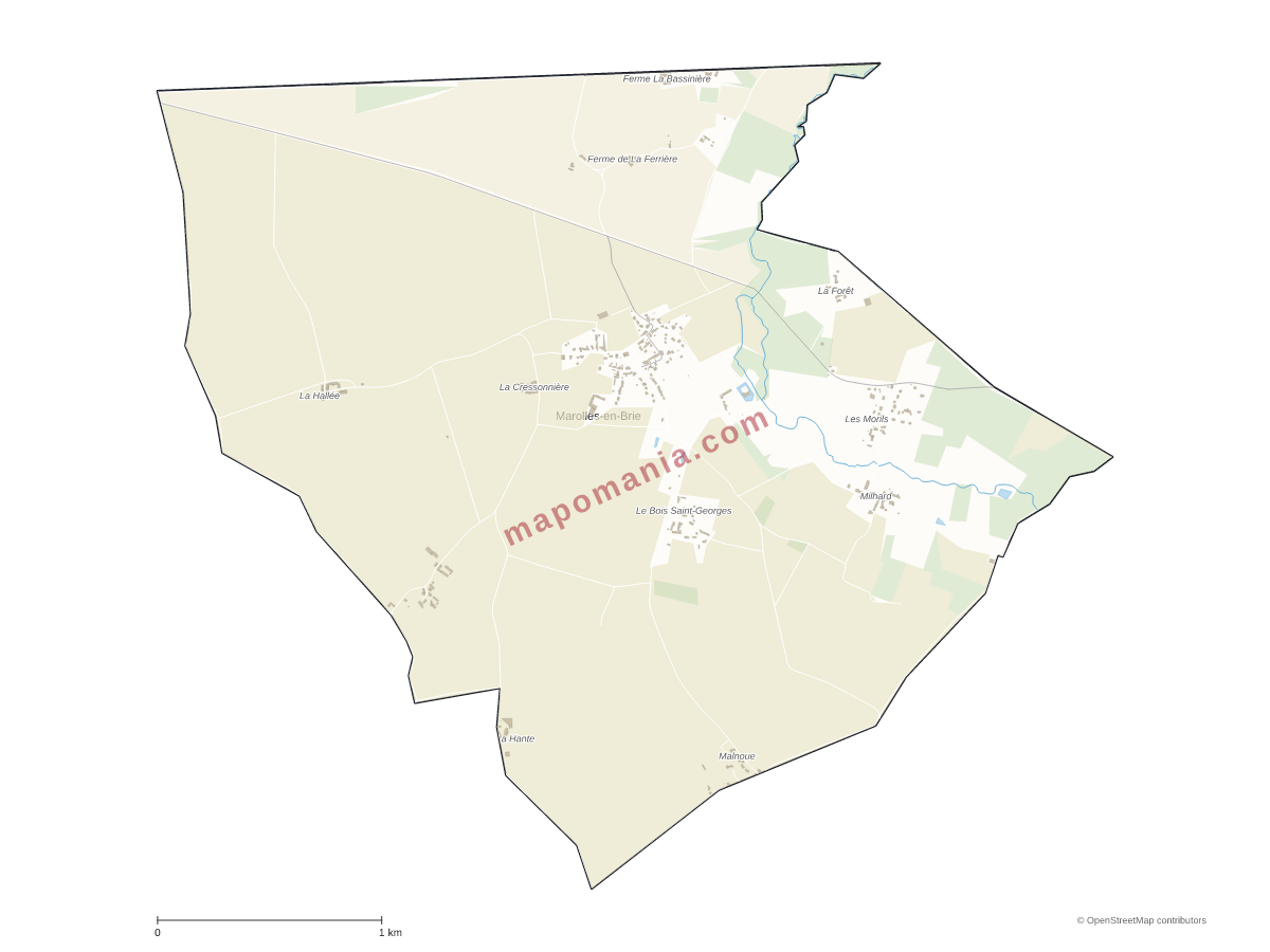 Carte de Marolles-en-Brie à personnaliser