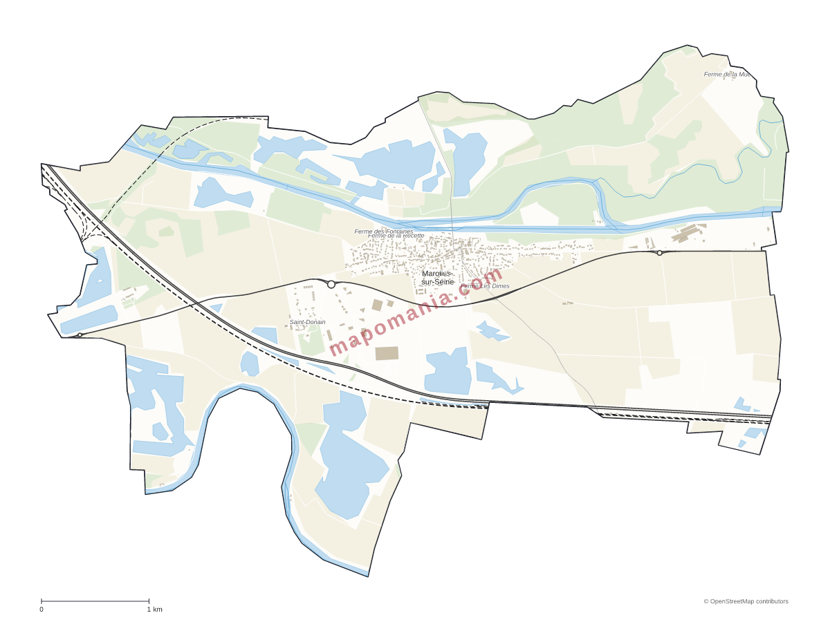 Carte de Marolles-sur-Seine à personnaliser