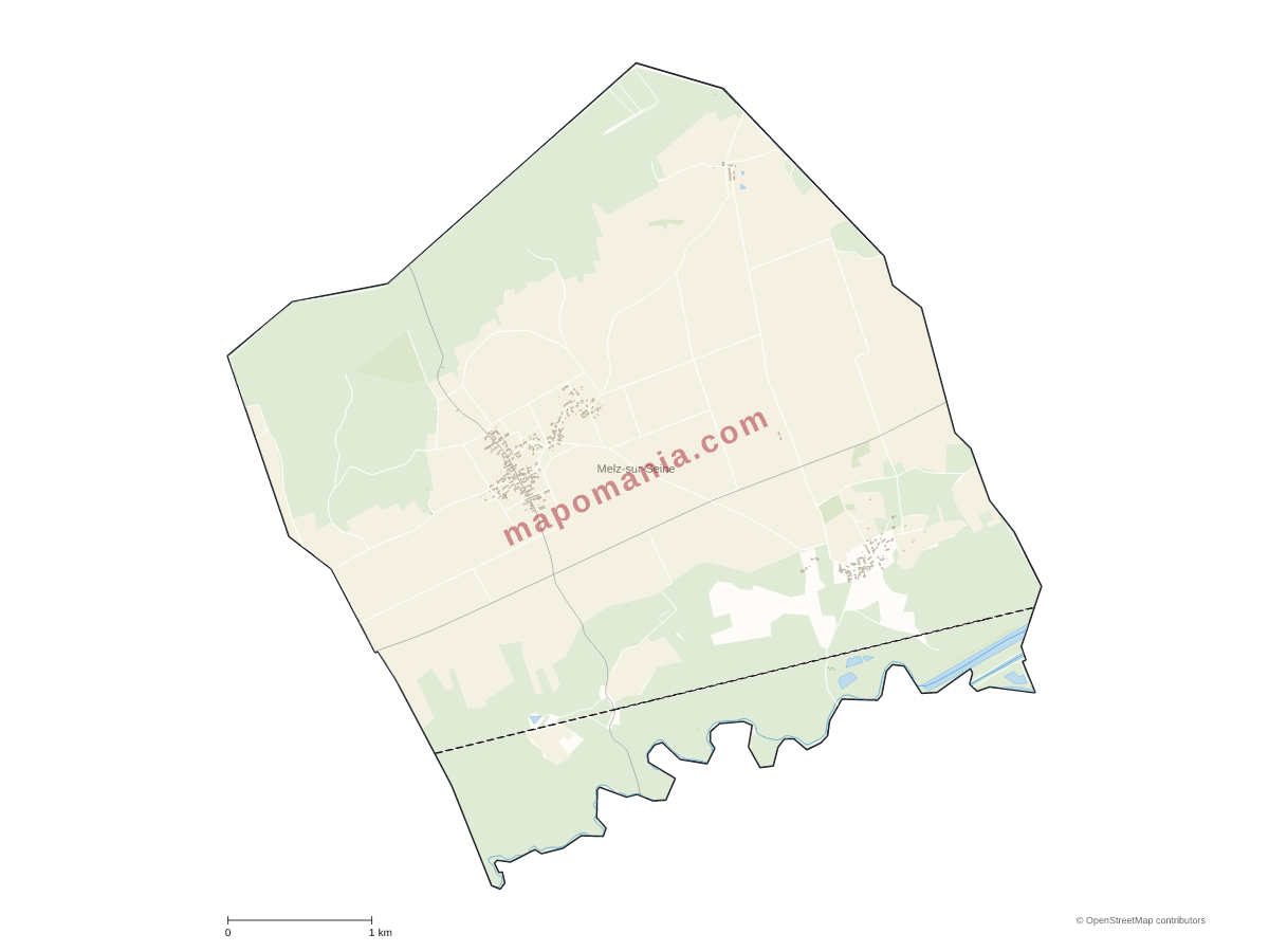 Carte de Melz-sur-Seine à personnaliser