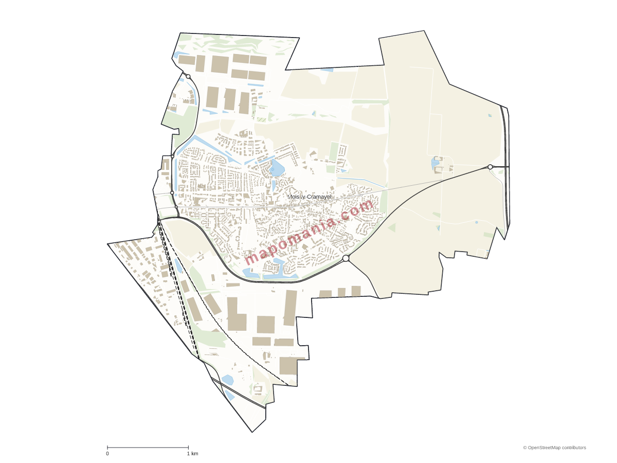 Carte de Moissy-Cramayel à personnaliser