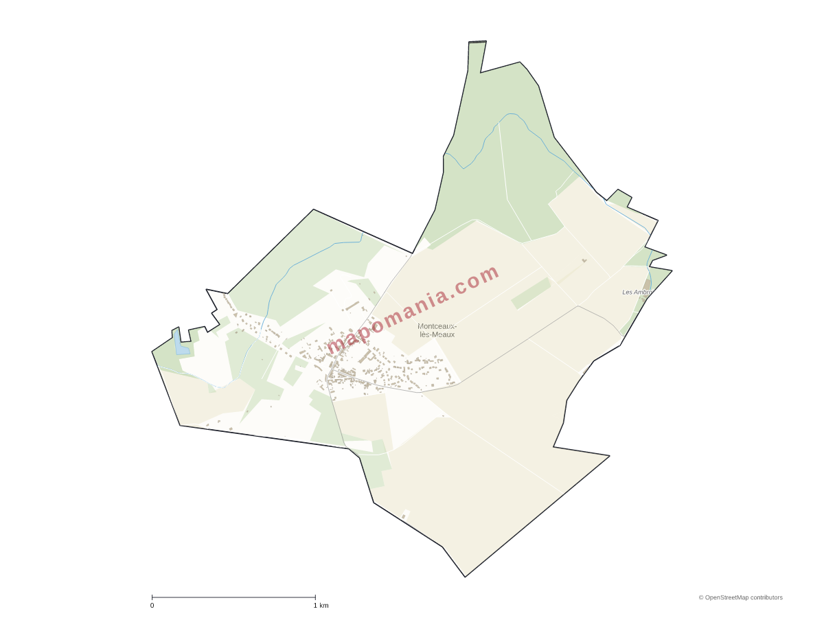 Carte de Montceaux-lès-Meaux à personnaliser