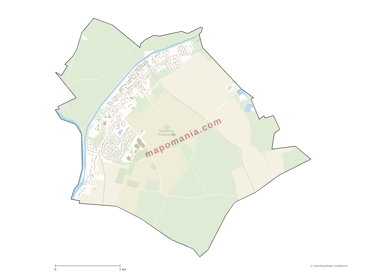 Carte de Moncourt-Fromonville à personnaliser