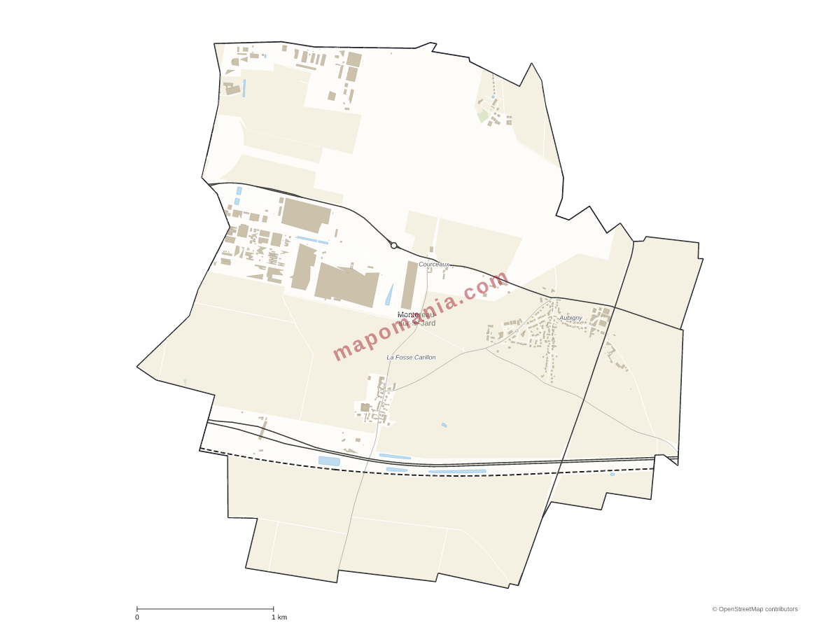 Carte de Montereau-sur-le-Jard à personnaliser