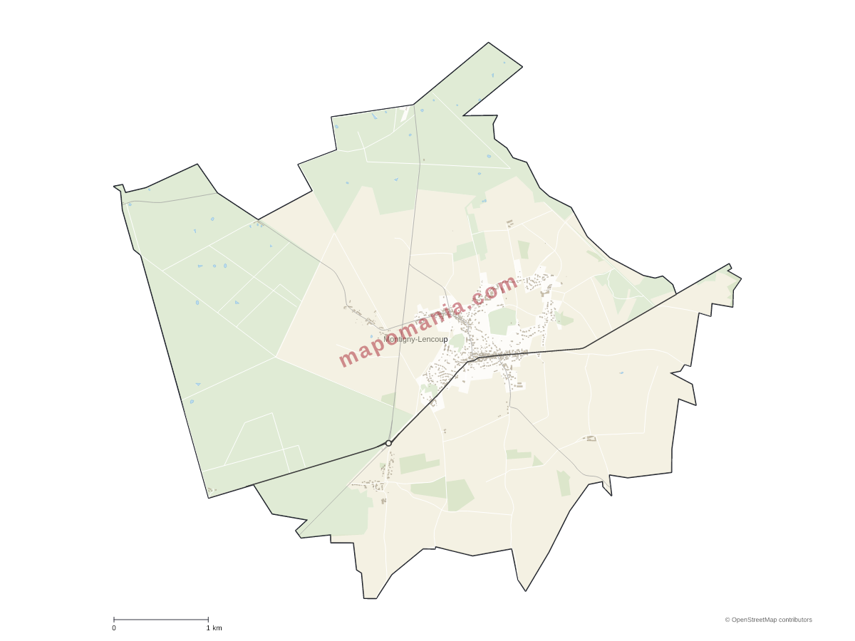Carte de Montigny-Lencoup à personnaliser